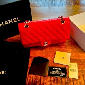 Red Chanel double flap quilted bag